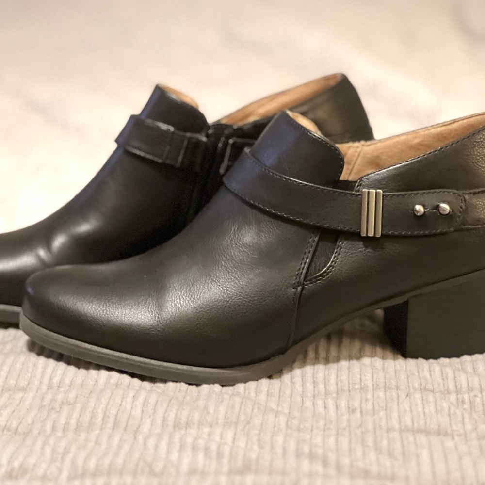 Black Leather Booties, Natural Soul Women's 10